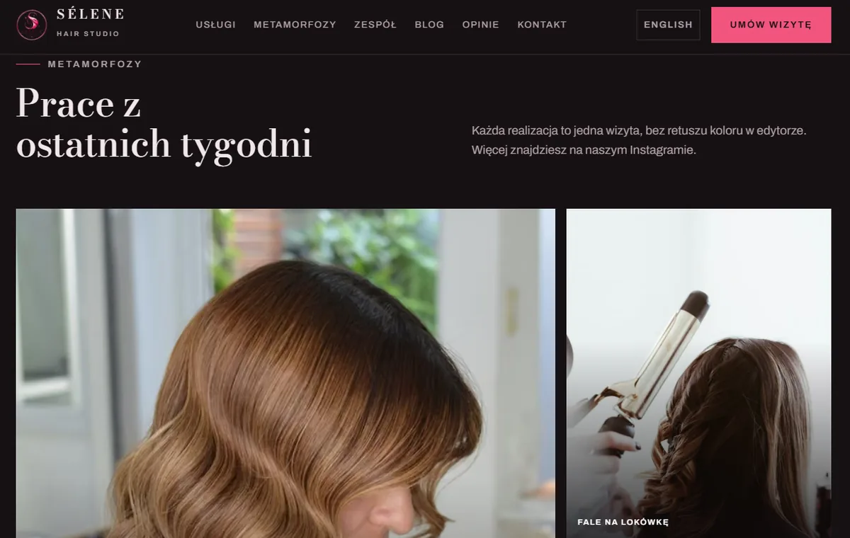 Zrzut ekranu projektu Sélene Hair Studio: salon fryzjerski